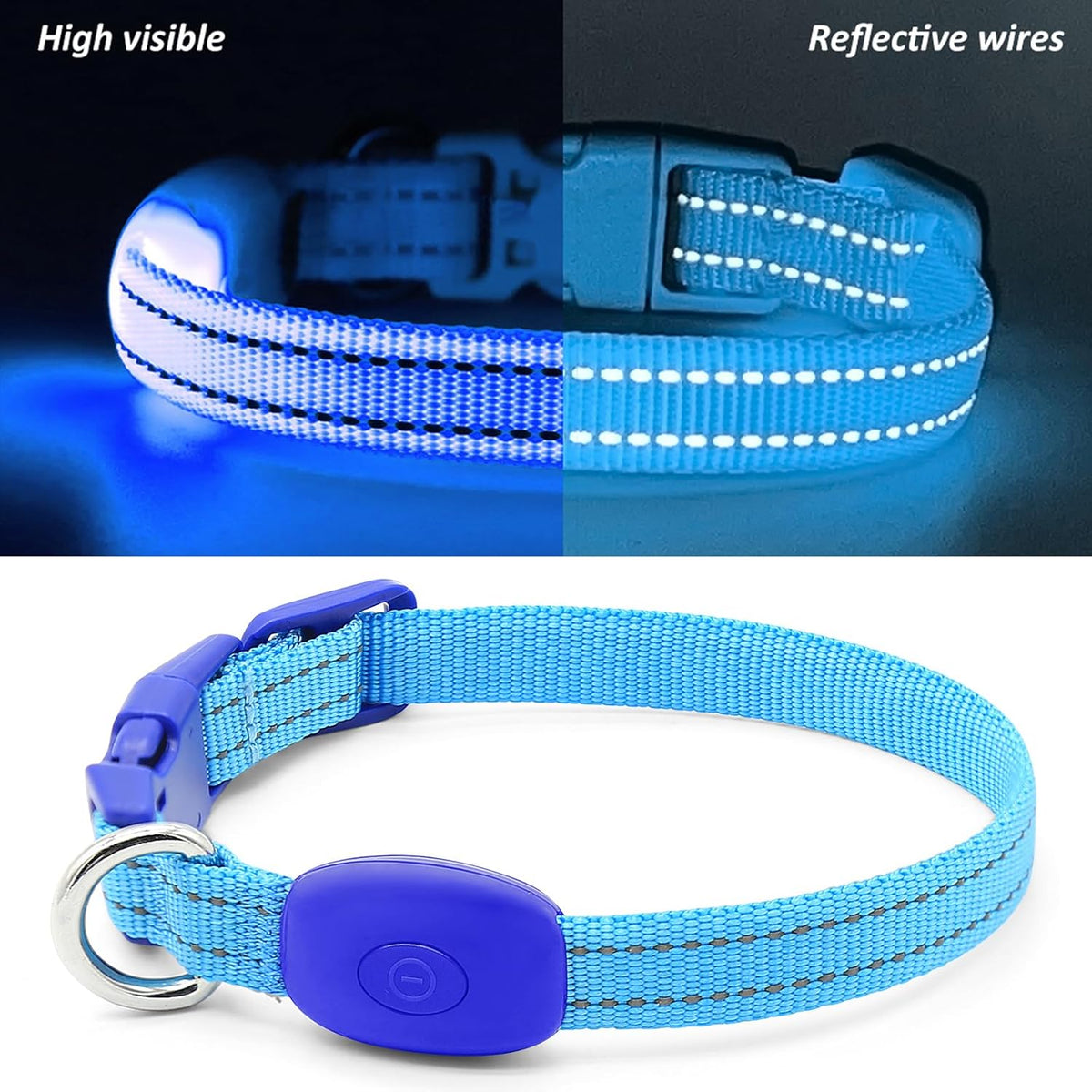 Light up Dog Collar, Reflective LED Rechargeable Puppy Collar