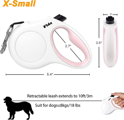 Retractable Dog Leash XS 10Ft W/ Dispenser & Poop Bags