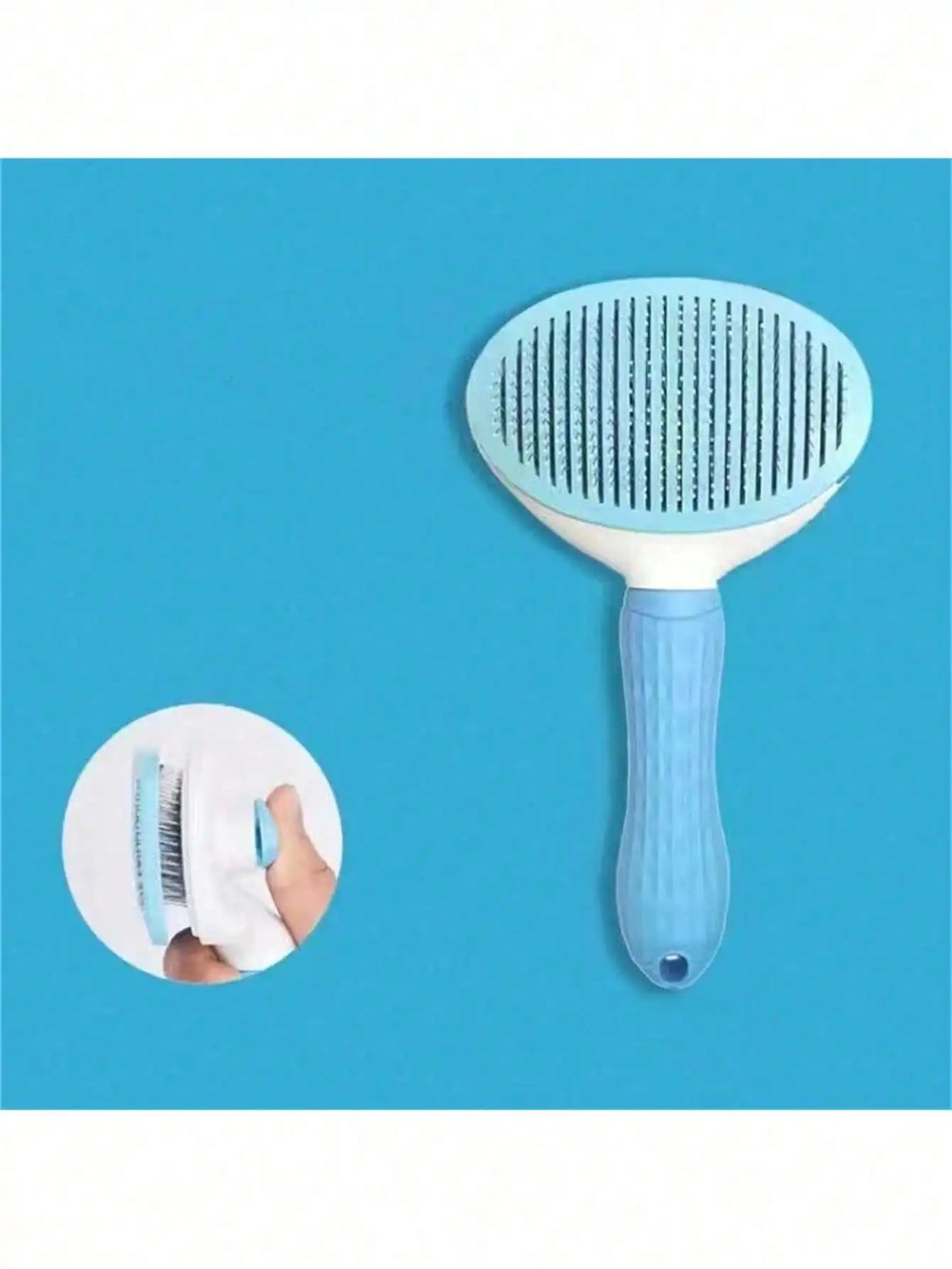 1Pc Dog Brush, Cat Brush, Flea Comb, Automatic Cleaning Brush, Pet Grooming Brush, Pet Massage Brush, Shedding Grooming Brush