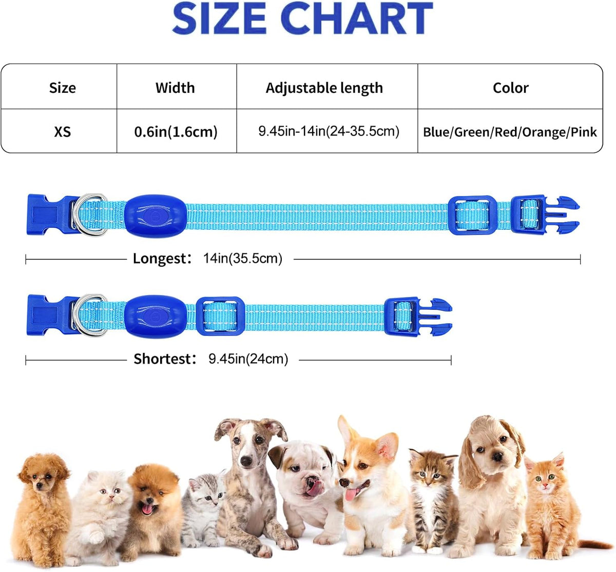 Light up Dog Collar, Reflective LED Rechargeable Puppy Collar