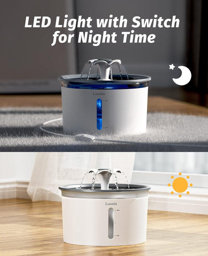 Cat Water Fountain 85Oz, Automatic Dispenser W/ LED Lights