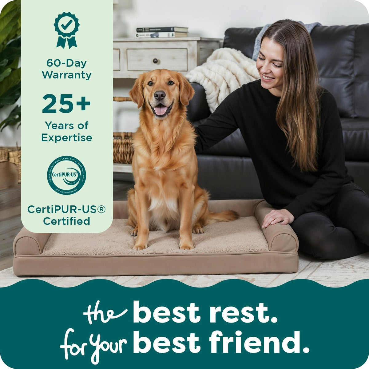 Orthopedic Dog Bed for Large Dogs, Removable Bolsters