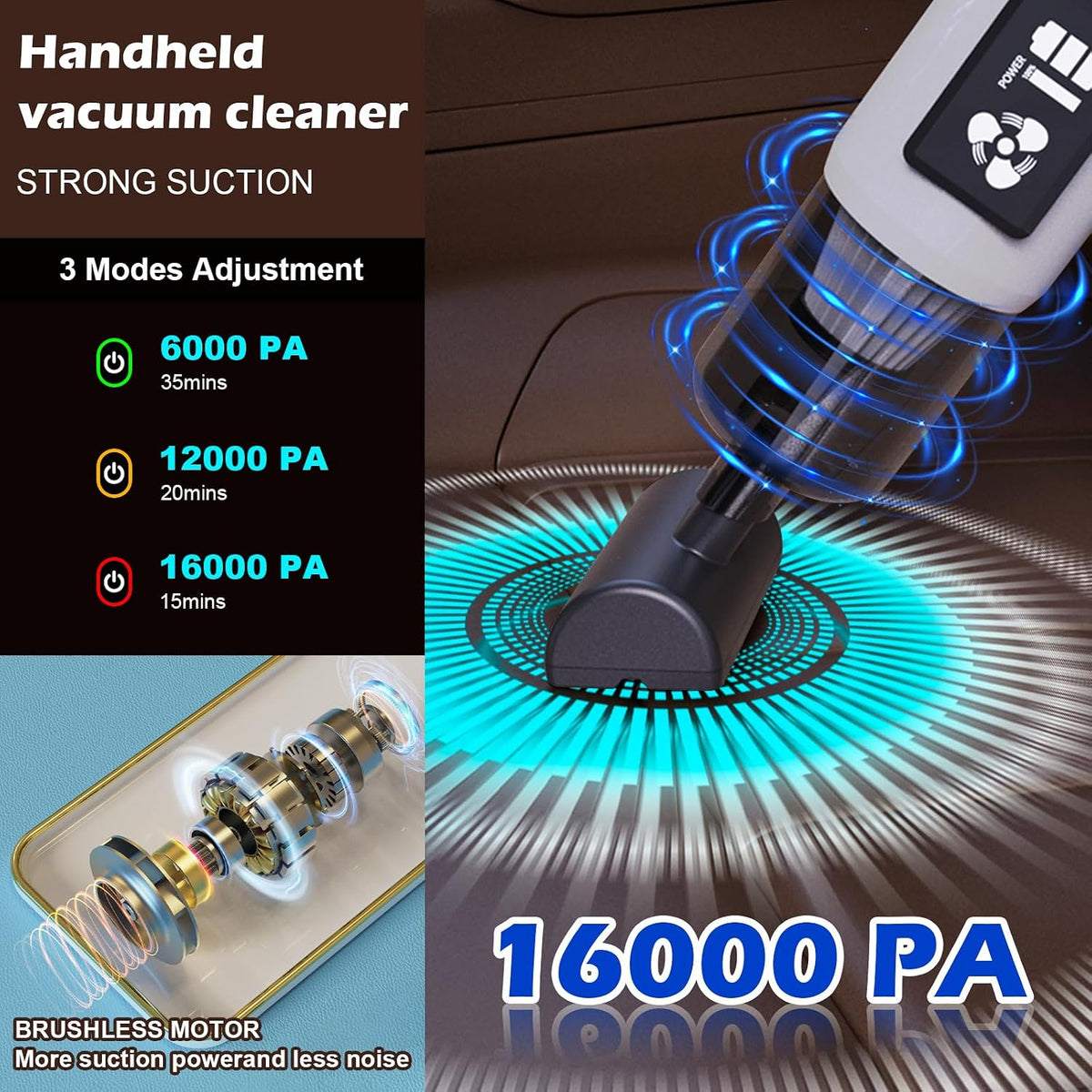 Handheld Vacuum Cordless, 21000Pa Car Vacuum Cleaner & Air Duster