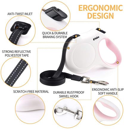 Retractable Dog Leash XS 10Ft W/ Dispenser & Poop Bags