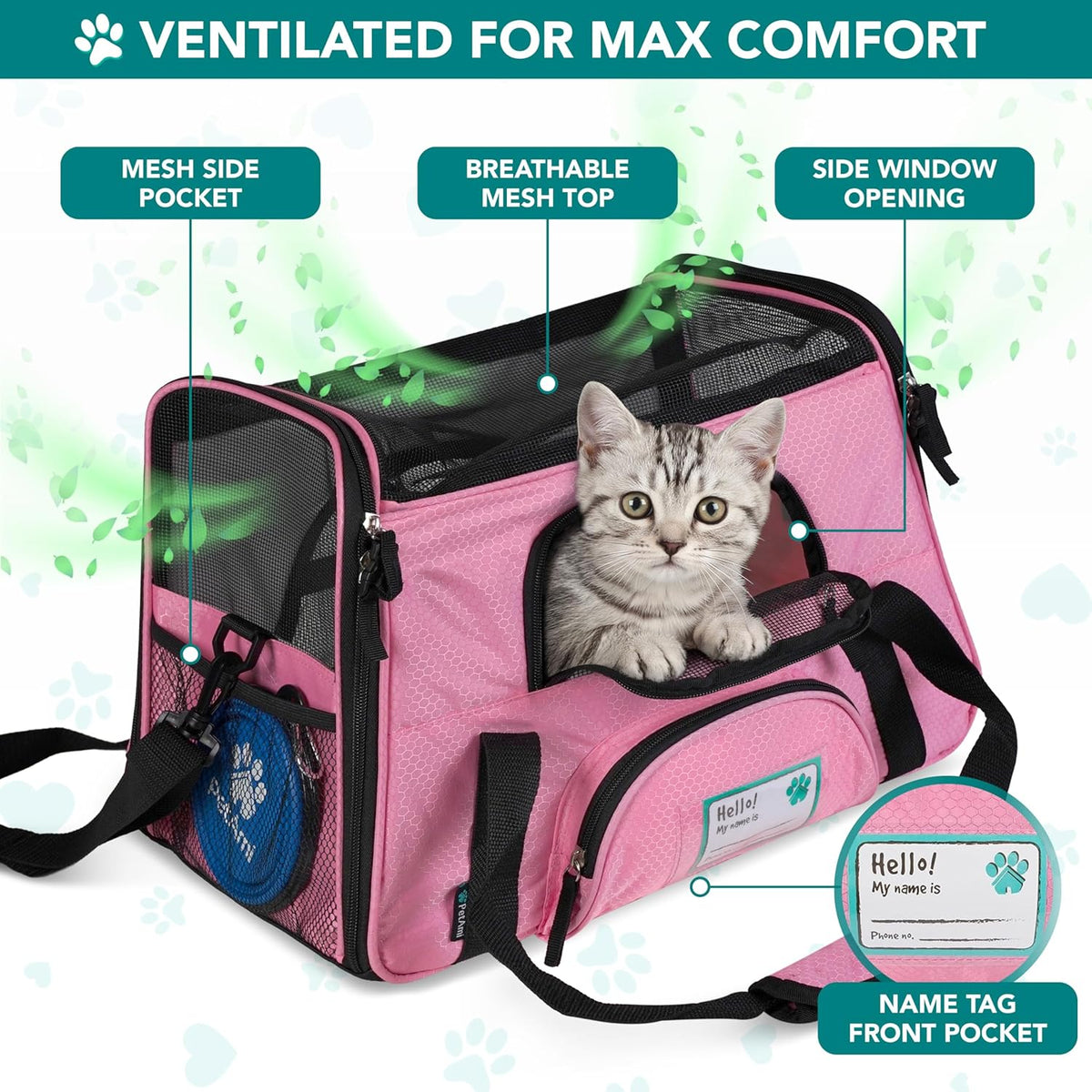 Airline Approved Pet Carrier, Sherpa Bed, Mesh Vent