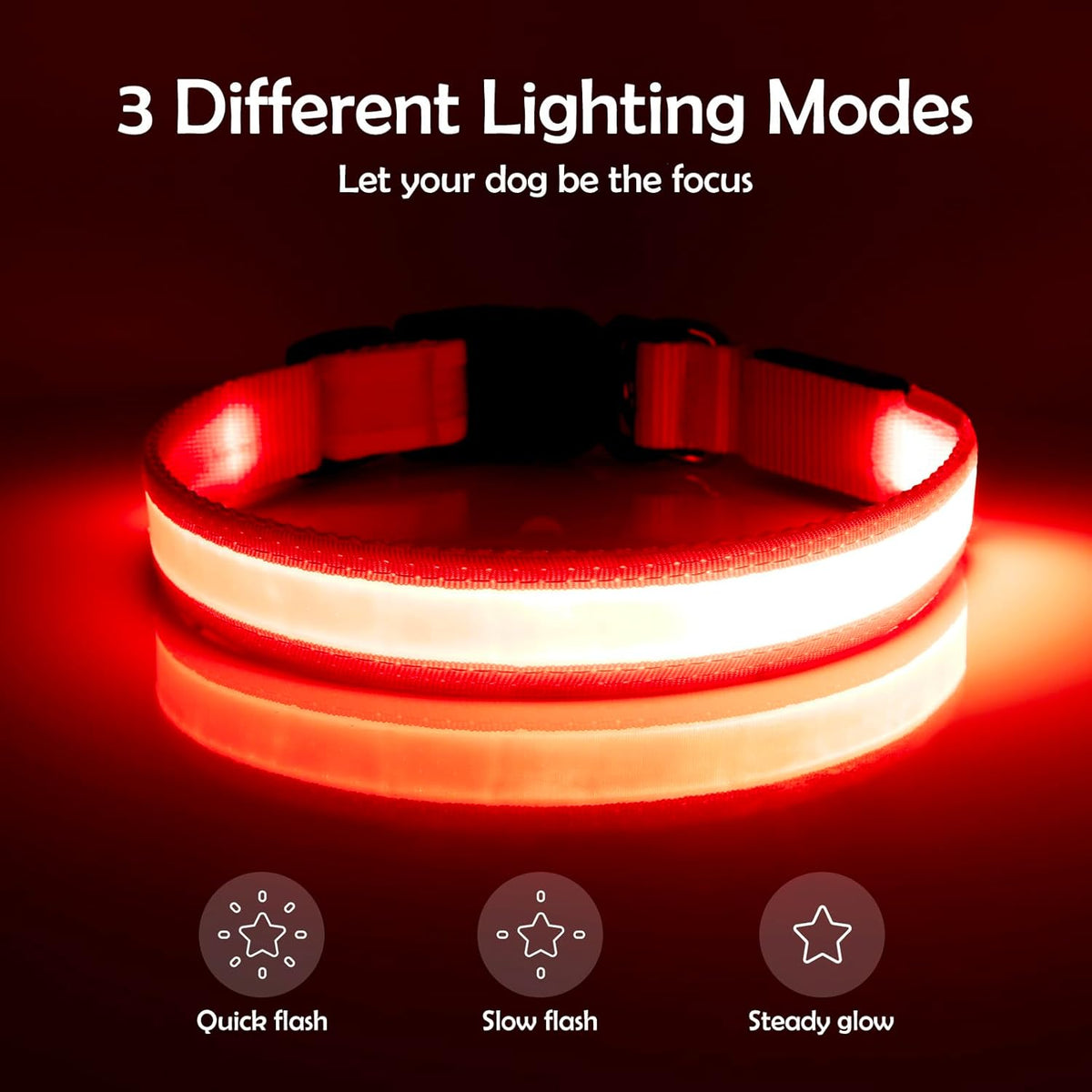 LED Dog Collar, USB Rechargeable Safety Light
