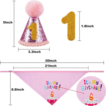 Dog Birthday Party Supplies Set, Bandana Hat Banner Bow Tie