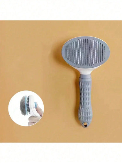 1Pc Dog Brush, Cat Brush, Flea Comb, Automatic Cleaning Brush, Pet Grooming Brush, Pet Massage Brush, Shedding Grooming Brush
