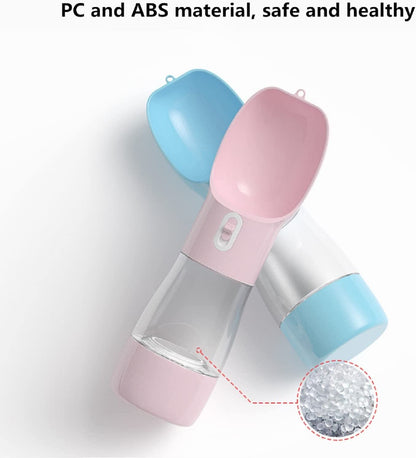Portable Dog Water Bottle, Leak Proof W/ Bowl & Food Container