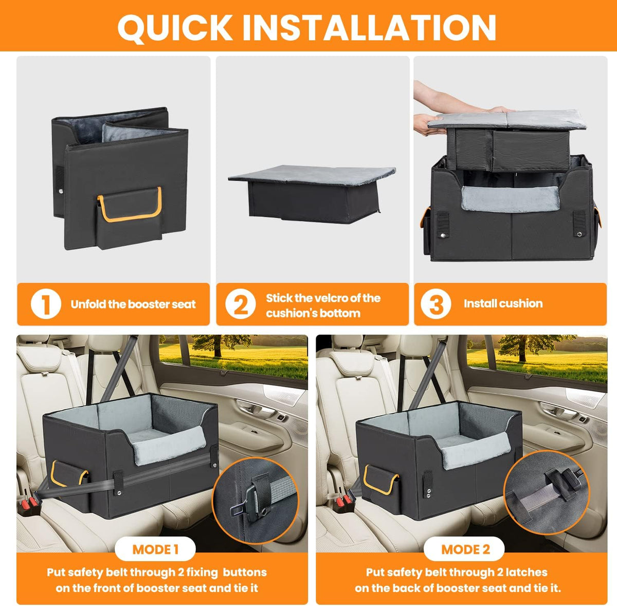 Dog Car Seat for Small Dogs, Elevated Booster Seat Carrier