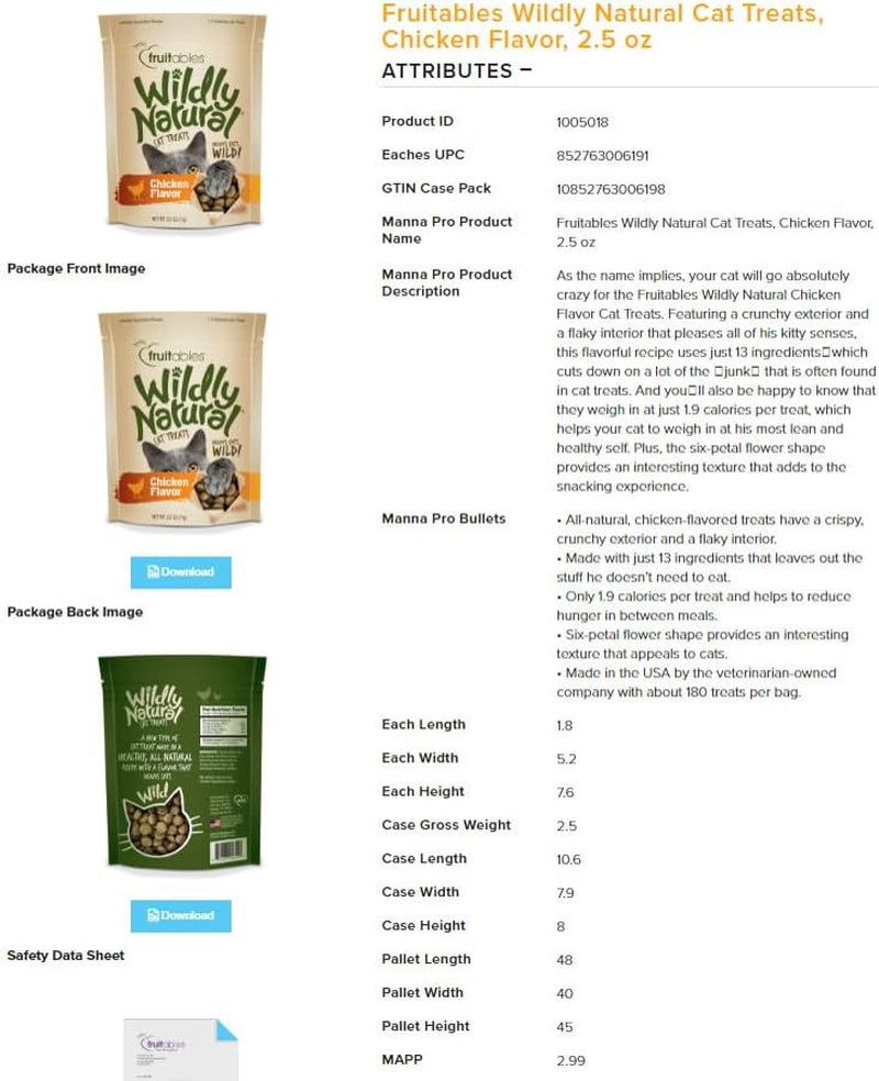 Cat Treats, Low Calorie, No Grains, 2.5Oz