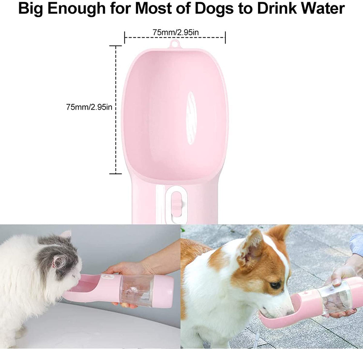 Portable Dog Water Bottle, Leak Proof W/ Bowl & Food Container