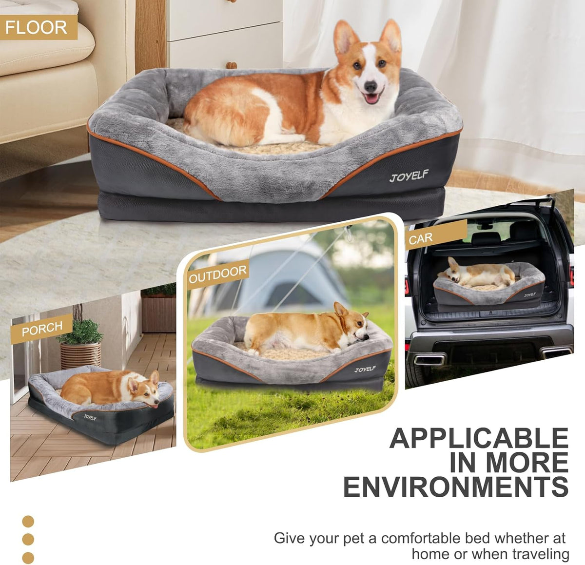 Large Memory Foam Dog Bed, Orthopedic W/ Squeaker Toy
