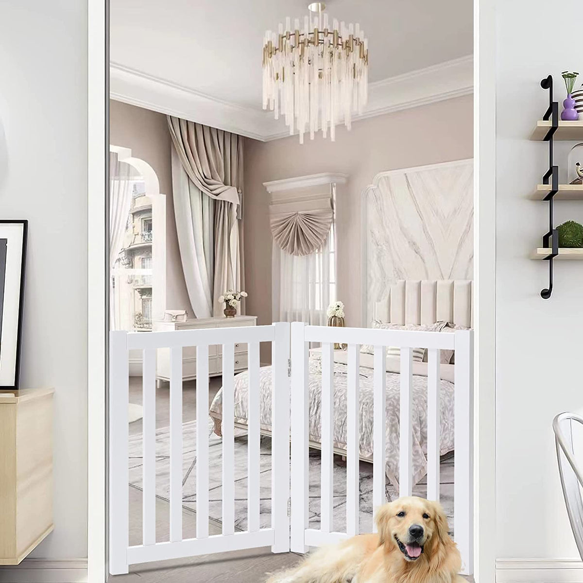 Solid Wood Freestanding Pet Gate